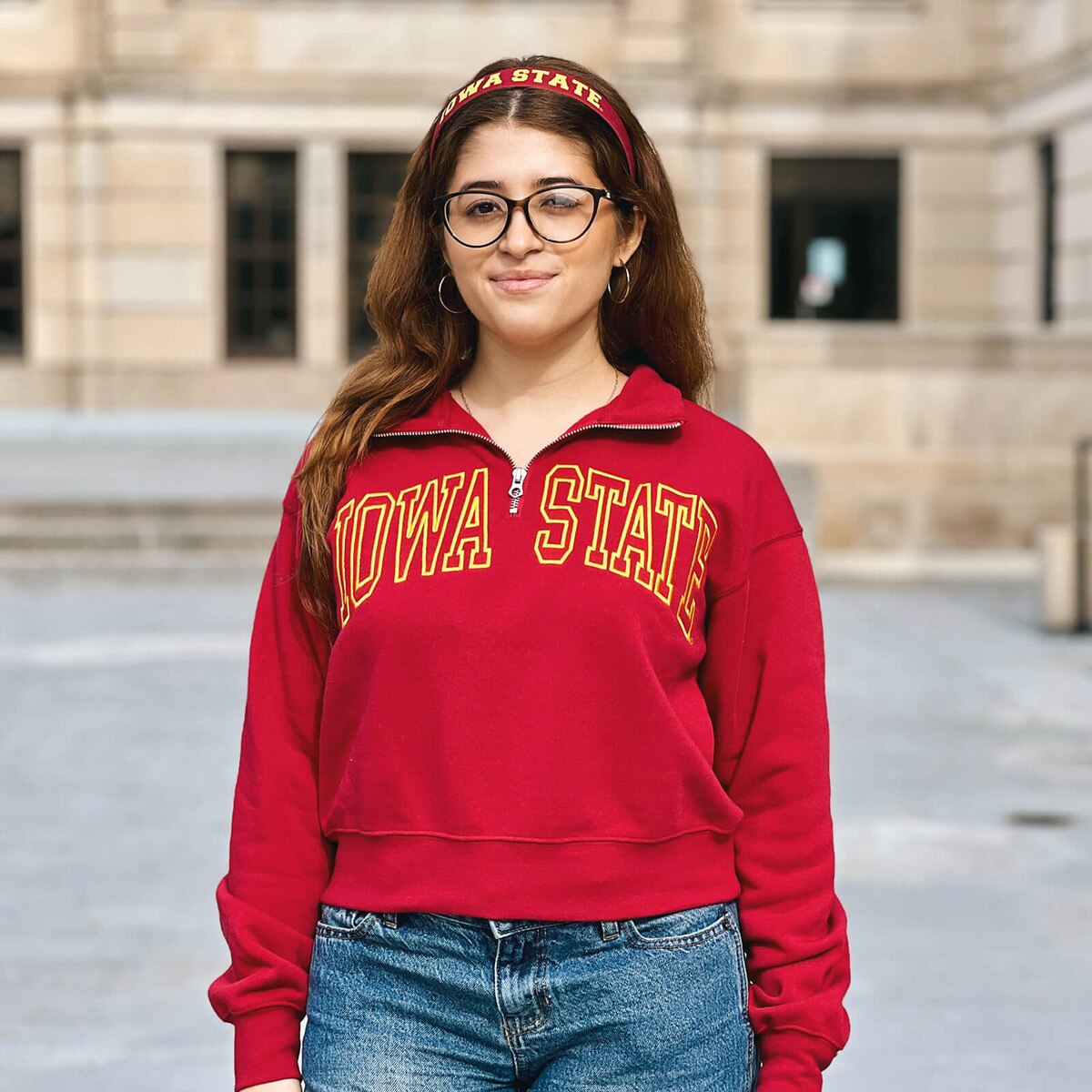 ZooZatz Women's Iowa State Cardinal Cropped 1/4-Zip Sweatshirt